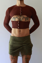 Load image into Gallery viewer, Cutout Crop Brown Sweater
