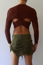 Load image into Gallery viewer, Cutout Crop Brown Sweater
