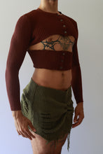Load image into Gallery viewer, Cutout Crop Brown Sweater
