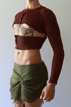 Load image into Gallery viewer, Cutout Crop Brown Sweater
