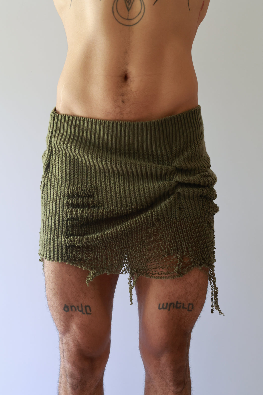 Olive Green Knit Mini Skirt